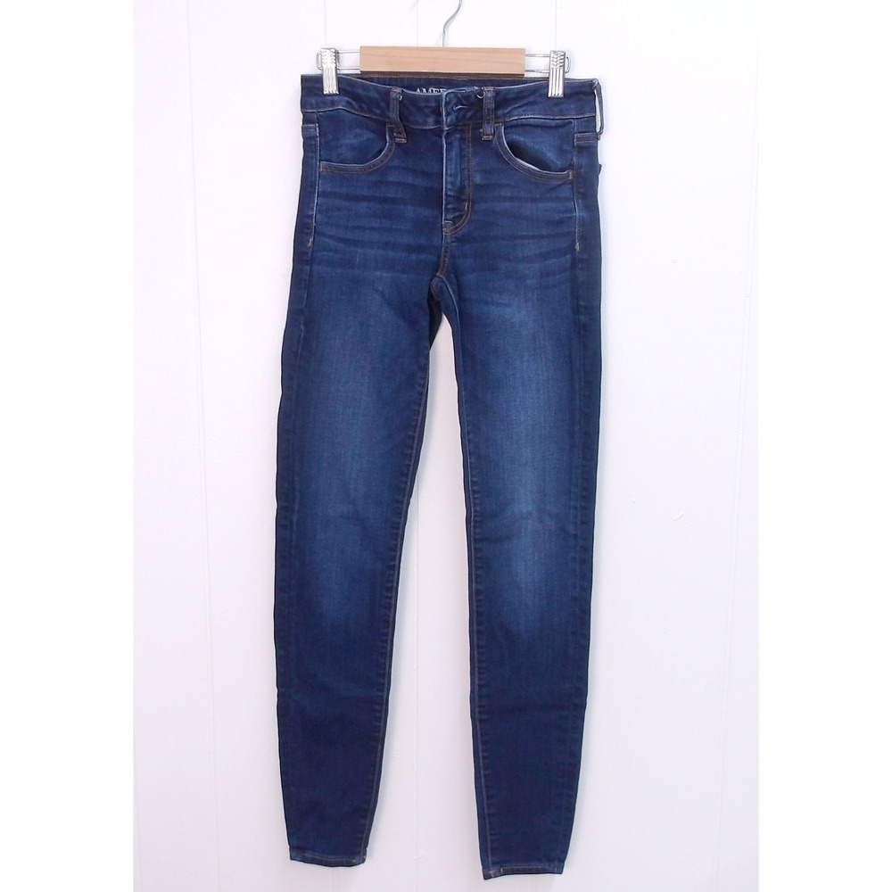 American Eagle Dark‎ Wash Next Level Stretch Denim Jeggings Sz 2L/26"x30" /#9032